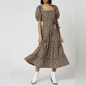 Free People Black Floral Midi Dress